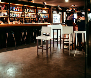 Homeroots " White And Espresso Solid Wood Bar Chair   285467