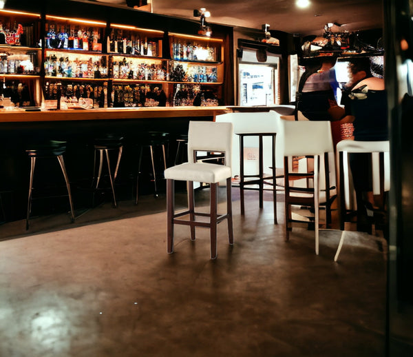 Homeroots " White And Espresso Solid Wood Bar Chair   285467