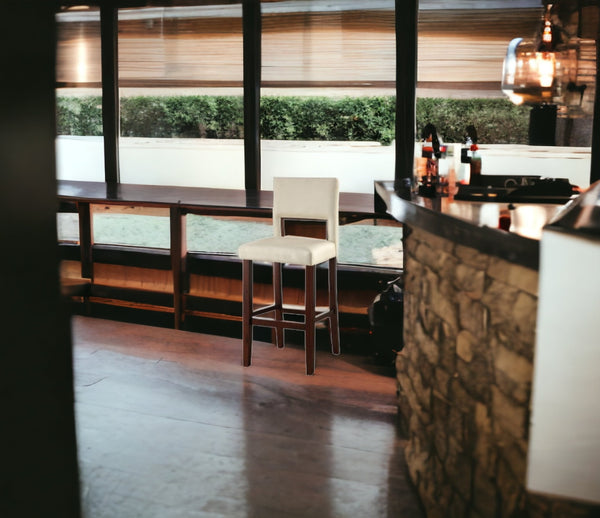 Homeroots " White And Espresso Solid Wood Bar Chair   285467