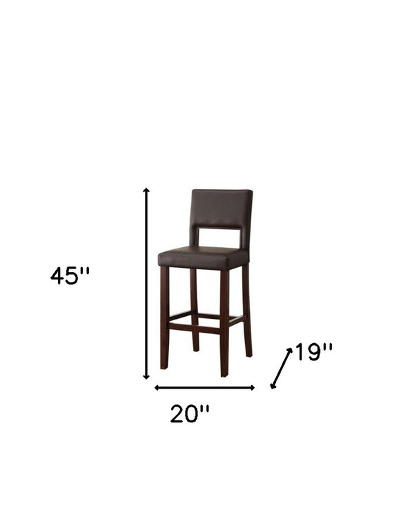 HomeRoots 30" Black and Espresso Solid Wood Bar Chair - Stylish Comfort with Durable Design for Home Bars 285468