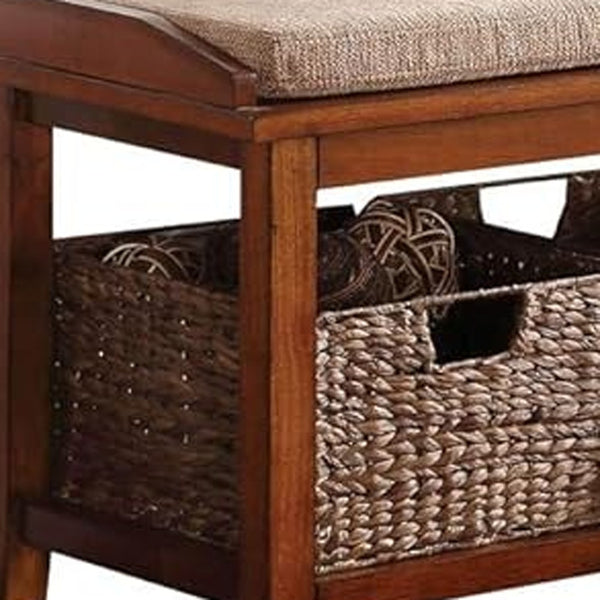 Homeroots 42" Brown Upholstered Microfiber Bench With Drawers  Solid Wood 285470