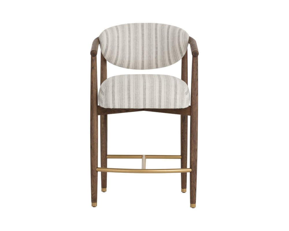 Sunpan SIGRID Counter Stool – Stylish Antique Brown with Gifford Script Upholstery for Ultimate Comfort 112742