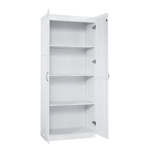 English Elm Cornelia Modern Storage Closet 2.0 White — Tall MDF Cabinet, 4 Adjustable Shelves, Soft-Close Doors B365P398549