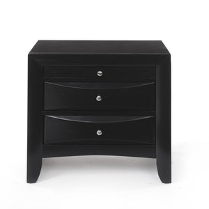 HomeRoots 25" Dark Brown Solid Wood Nightstand with Three Drawers – Stylish Storage Solution for Any Room 285501