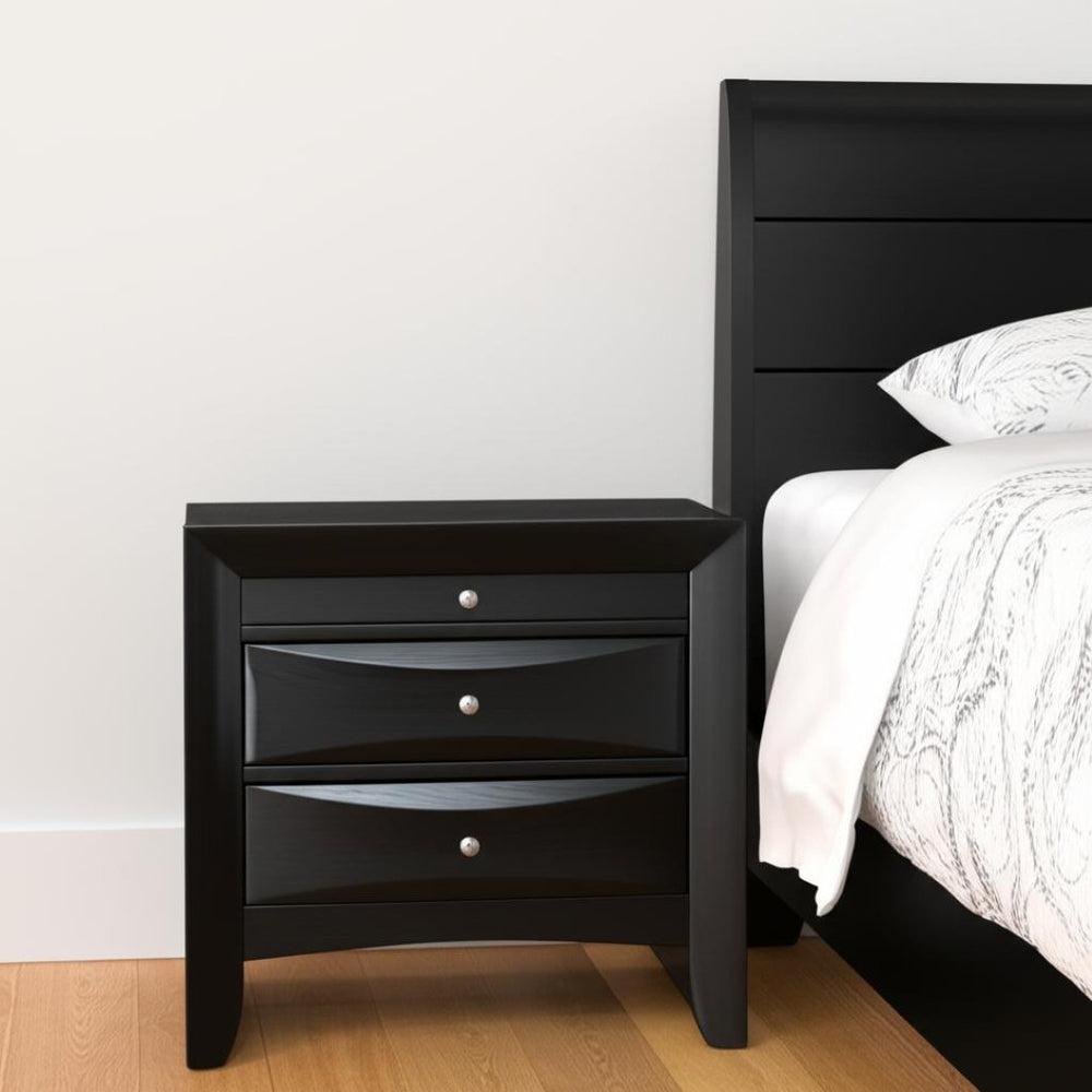 HomeRoots 25" Dark Brown Solid Wood Nightstand with Three Drawers – Stylish Storage Solution for Any Room 285501
