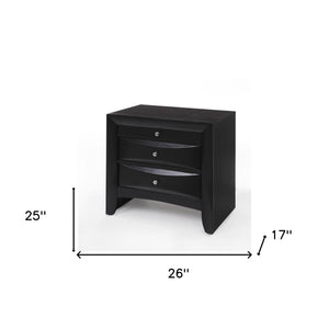 Homeroots 25" Dark Brown Three Drawer Nightstand   285501