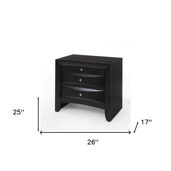 Homeroots 25" Dark Brown Three Drawer Nightstand   285501
