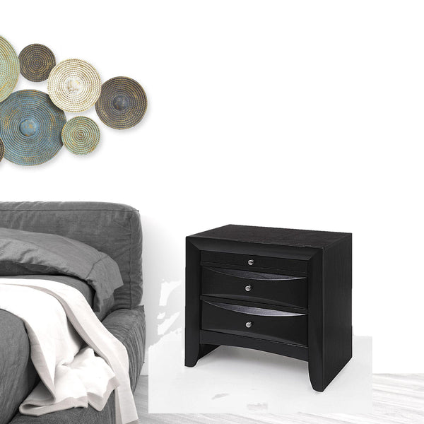 Homeroots 25" Dark Brown Three Drawer Nightstand   285501