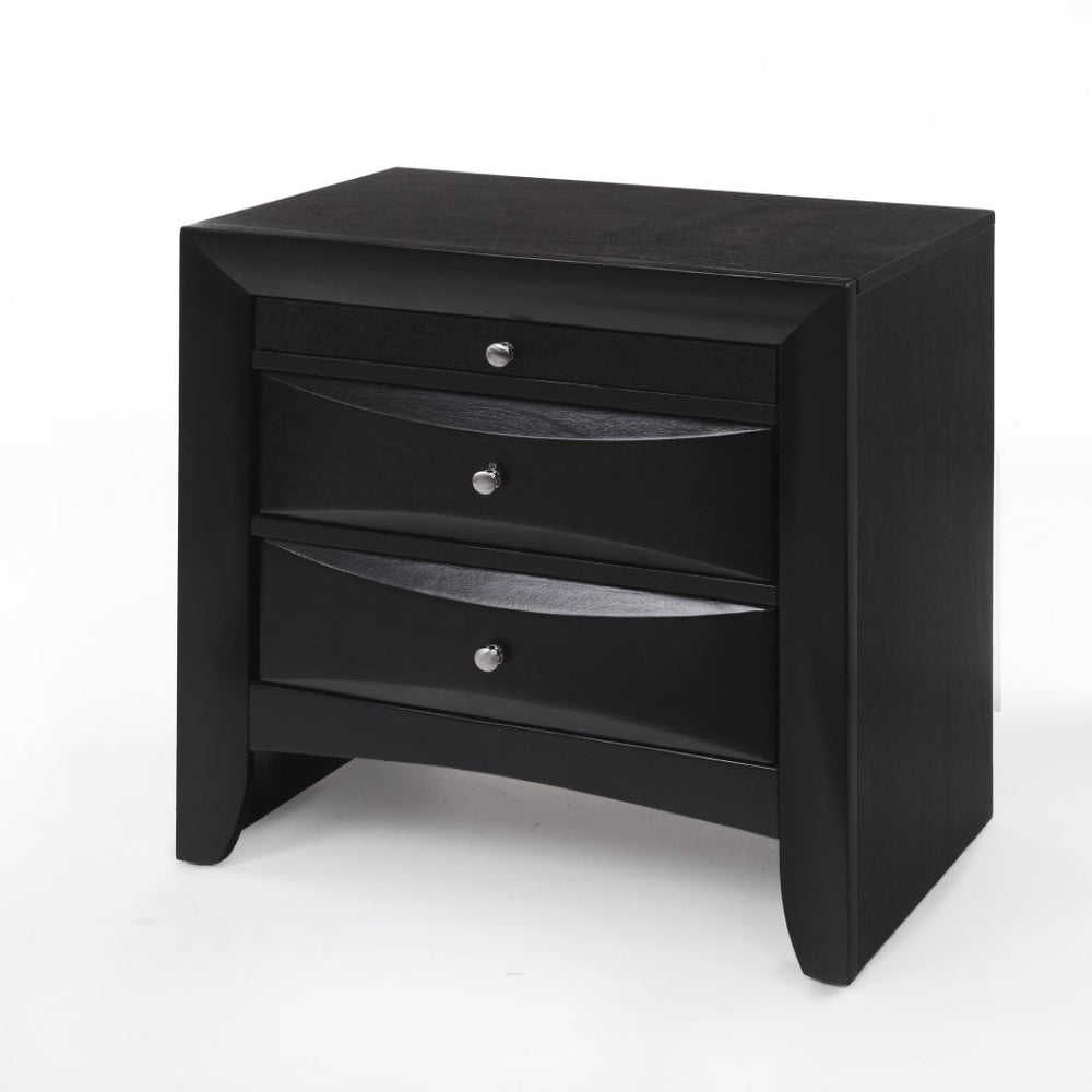HomeRoots 25" Dark Brown Solid Wood Nightstand with Three Drawers – Stylish Storage Solution for Any Room 285501