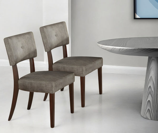 Homeroots Set Of Two Tufted Gray And Brown Upholstered Fabric Open Back Dining Side Chairs  Wood 285531