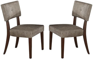 Homeroots Set Of Two Tufted Gray And Brown Upholstered Fabric Open Back Dining Side Chairs  Wood 285531