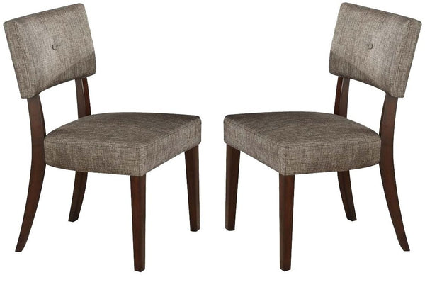 Homeroots Set Of Two Tufted Gray And Brown Upholstered Fabric Open Back Dining Side Chairs  Wood 285531
