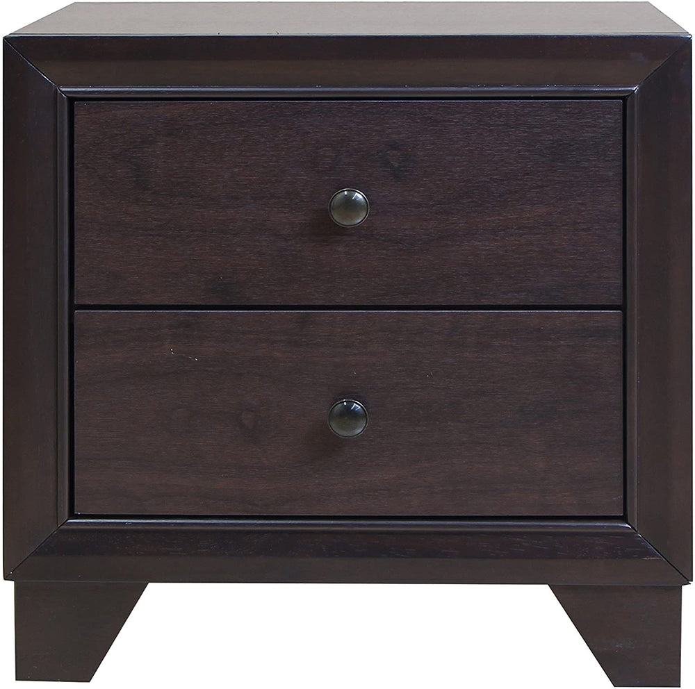 Homeroots 22" Espresso Two Drawers Solid Wood Nightstand   285542