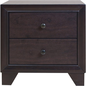 Homeroots 22" Espresso Two Drawers Solid Wood Nightstand   285542