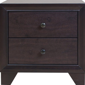 Homeroots 22" Espresso Two Drawers Solid Wood Nightstand   285542