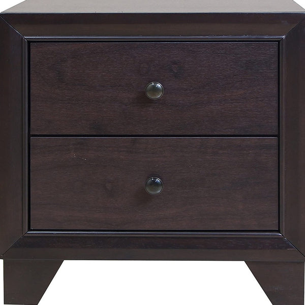 Homeroots 22" Espresso Two Drawers Solid Wood Nightstand   285542