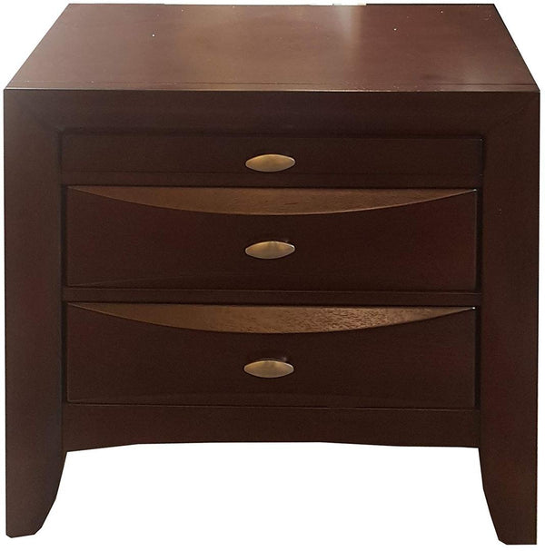 Homeroots 25" Espresso Three Drawers Solid Wood Nightstand Espresso  285546