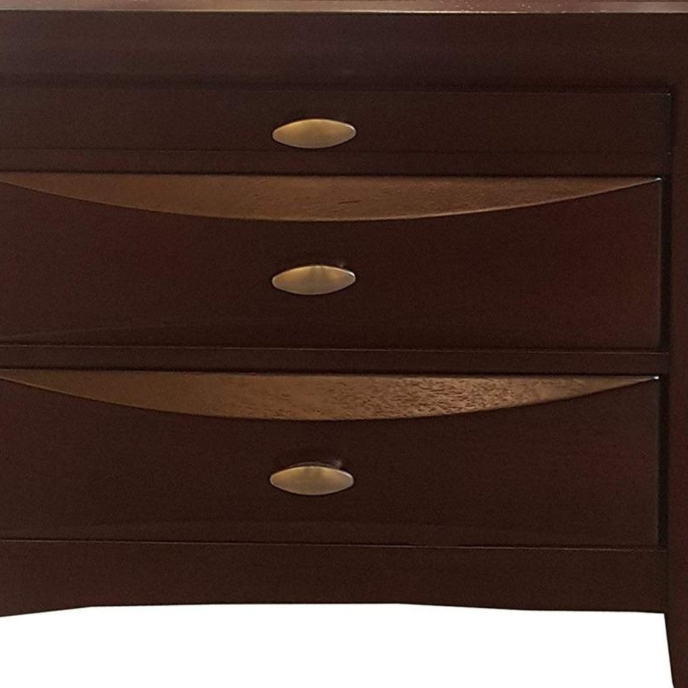 Homeroots 25" Espresso Three Drawers Solid Wood Nightstand Espresso  285546