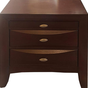 Homeroots 25" Espresso Three Drawers Solid Wood Nightstand Espresso  285546