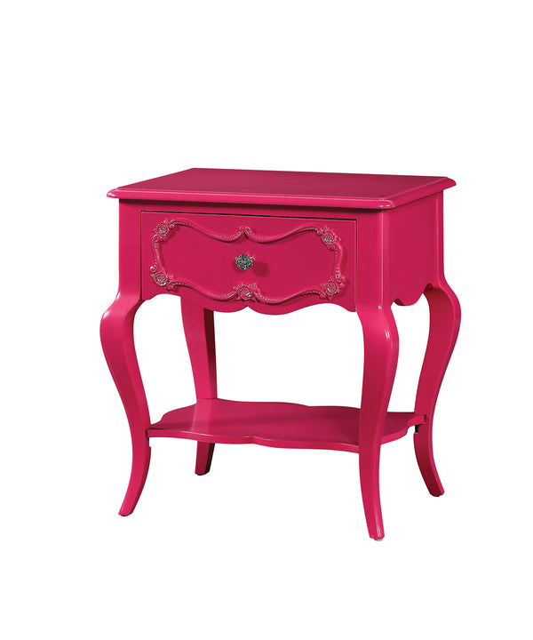 Homeroots 24" X 17" X 26" Magenta Pine Wood Nightstand   285575