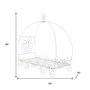 HomeRoots Purple Canopy Bed Frame - Stylish Metal Design in Bold Purple and White for a Trendy Bedroom Focal Point Full 285577