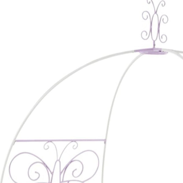 HomeRoots Purple Canopy Bed Frame - Stylish Metal Design in Bold Purple and White for a Trendy Bedroom Focal Point Full 285577