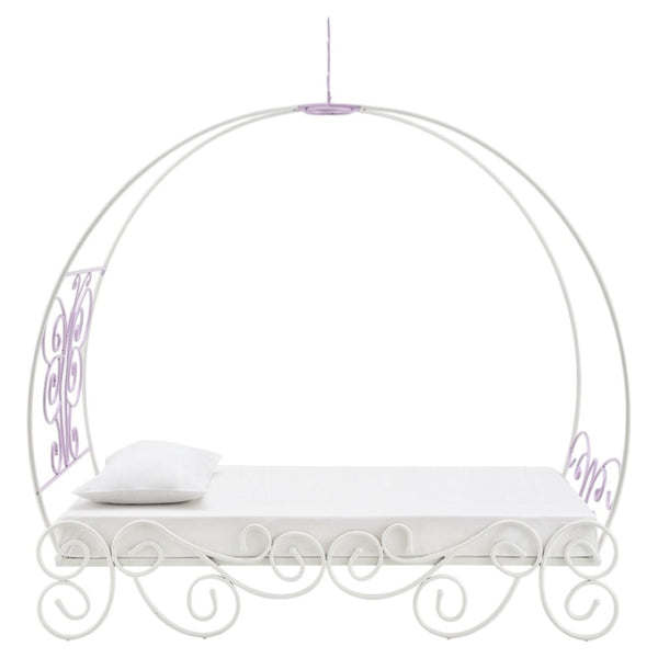 HomeRoots Purple Canopy Bed Frame - Stylish Metal Design in Bold Purple and White for a Trendy Bedroom Focal Point Full 285577