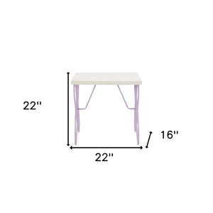 HomeRoots 22" Lilac Steel and Wood Nightstand - Chic, Durable Bedside Table with Versatile Storage & Style 285578