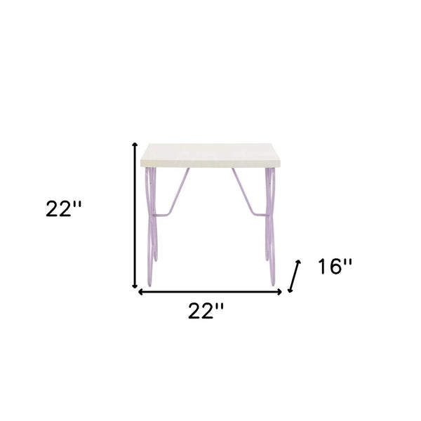 HomeRoots 22" Lilac Steel and Wood Nightstand - Chic, Durable Bedside Table with Versatile Storage & Style 285578
