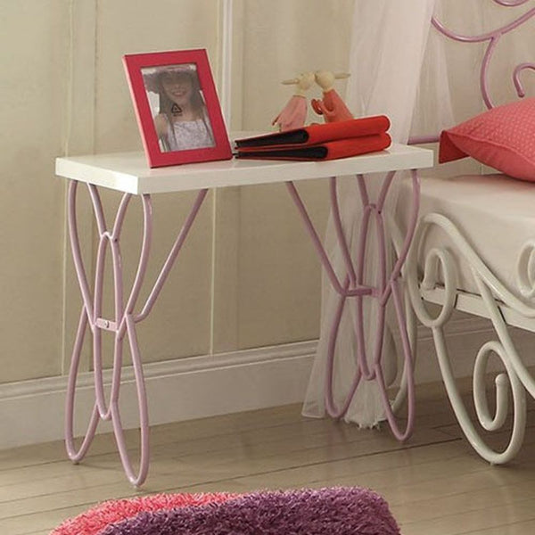 Homeroots 22" Lilac And White Rectangular Nightstand With Top   285578