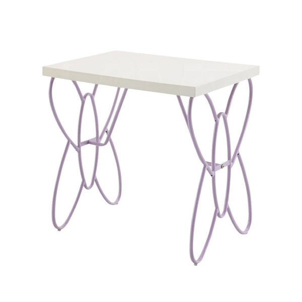 HomeRoots 22" Lilac Steel and Wood Nightstand - Chic, Durable Bedside Table with Versatile Storage & Style 285578