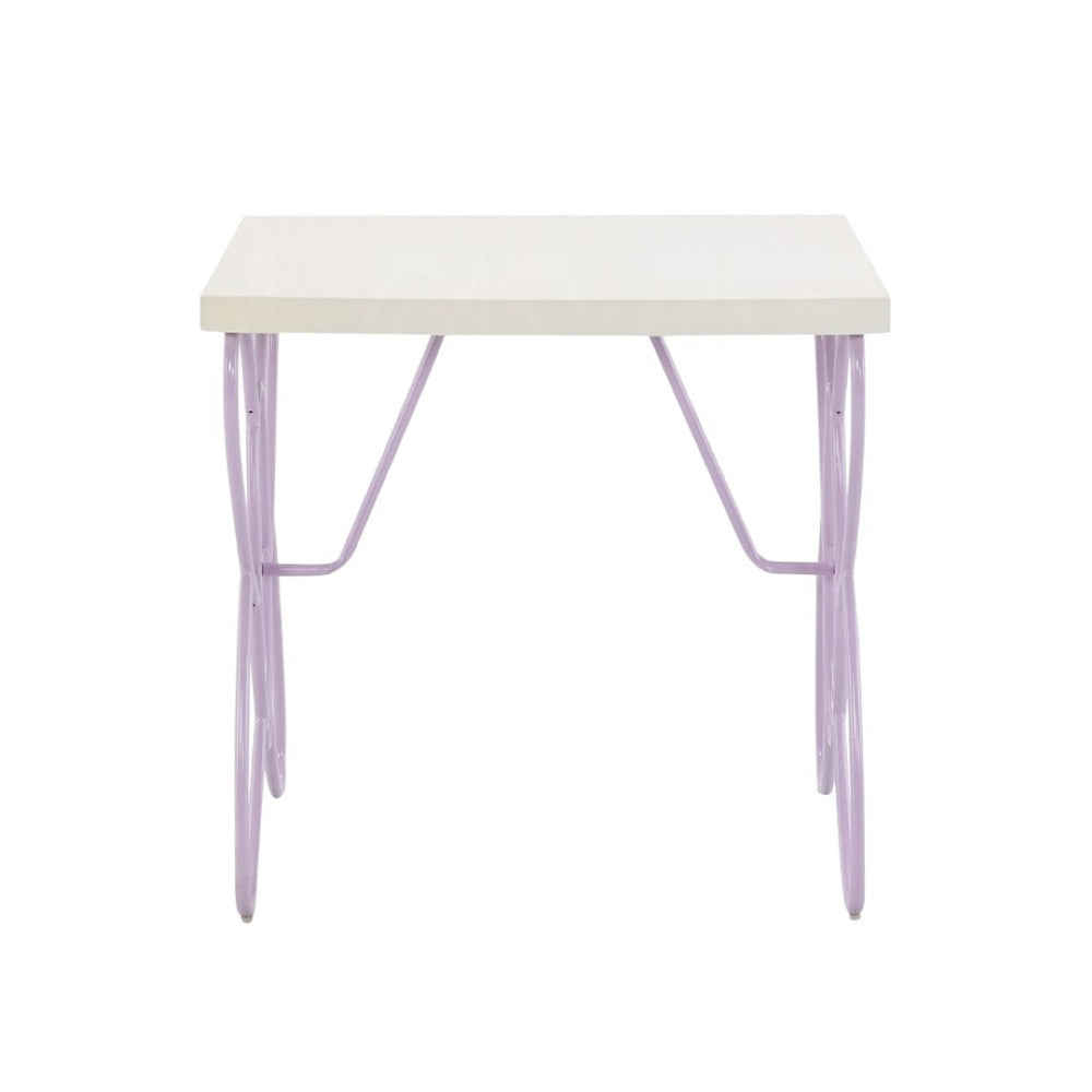 HomeRoots 22" Lilac Steel and Wood Nightstand - Chic, Durable Bedside Table with Versatile Storage & Style 285578