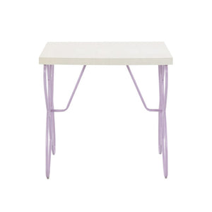 HomeRoots 22" Lilac Steel and Wood Nightstand - Chic, Durable Bedside Table with Versatile Storage & Style 285578