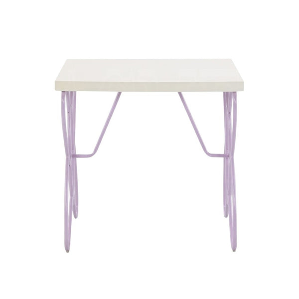 HomeRoots 22" Lilac Steel and Wood Nightstand - Chic, Durable Bedside Table with Versatile Storage & Style 285578