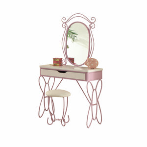 Homeroots Lilac And White Butterfly Design Desk Vanity Dressing Table   285579