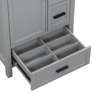 English Elm Modern 24 Inch Bathroom Vanity Solid Wood Cabinet with Ceramic Sink and Soft Close Storage Gray N729P292859E