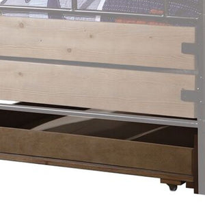 HomeRoots Brown Solid Wood Twin Bed Frame - Classic Two-Tone Design for Cozy Bedrooms, Durable and Sturdy Support Antique Oak 285583