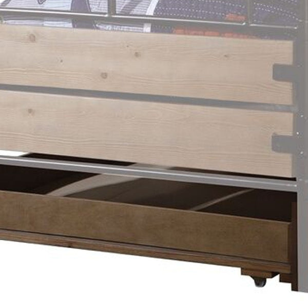 HomeRoots Brown Solid Wood Twin Bed Frame - Classic Two-Tone Design for Cozy Bedrooms, Durable and Sturdy Support Antique Oak 285583