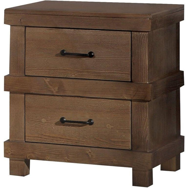 Homeroots 23" Brown Two Drawers Metal Nightstand   285584