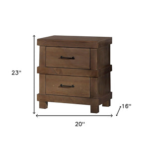 Homeroots 23" Brown Two Drawers Metal Nightstand   285584