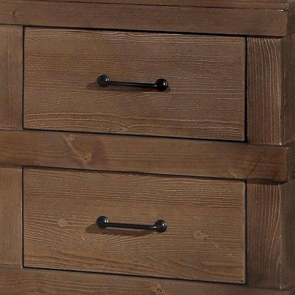 Homeroots 23" Brown Two Drawers Metal Nightstand   285584