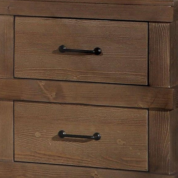 Homeroots 23" Brown Two Drawers Metal Nightstand   285584