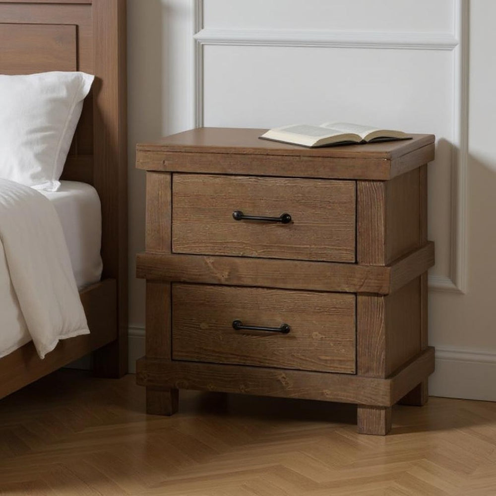 HomeRoots 23" Brown Two-Drawer Metal Nightstand with Modern Design, Versatile Storage & Compact Style for Any Room 285584