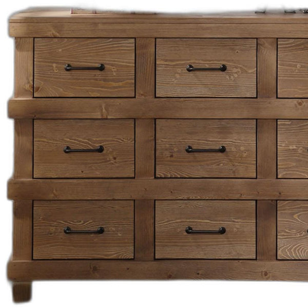 Homeroots 44" Brown Solid Wood Nine Drawer Triple Dresser  Solid Wood 285585