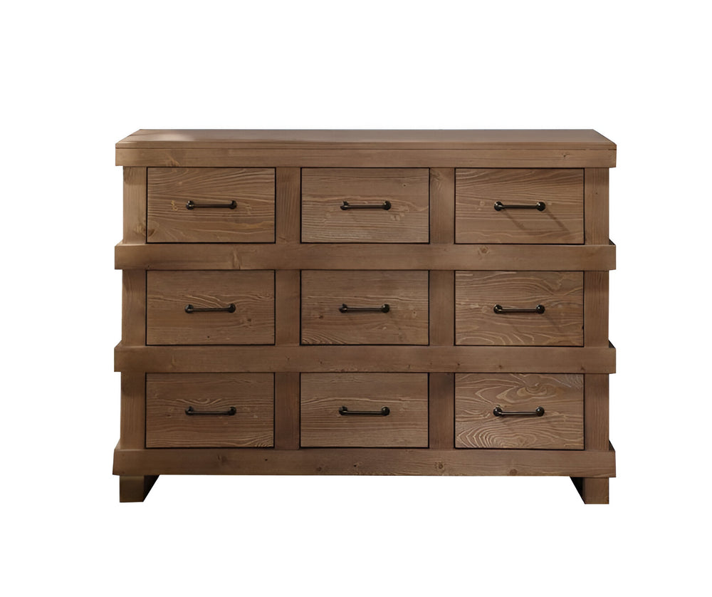 Homeroots 44" Brown Solid Wood Nine Drawer Triple Dresser  Solid Wood 285585