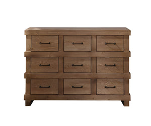 Homeroots 44" Brown Solid Wood Nine Drawer Triple Dresser  Solid Wood 285585