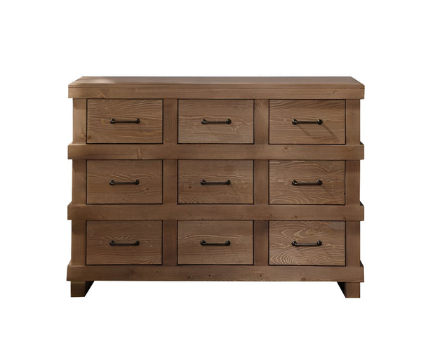 Homeroots 44" Brown Solid Wood Nine Drawer Triple Dresser  Solid Wood 285585