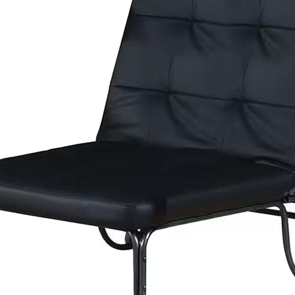 Homeroots 75" Black Faux Leather Tufted Convertible Chair   285608