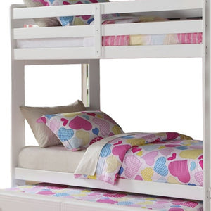 Homeroots 97" X 43" X 68" Twin Over Twin White Storage Ladder And Trundle  Bunk Bed  Wood 285615
