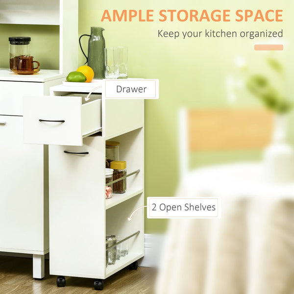 English Elm Homcom 3 Tier Slim Rolling Utility Cart with Drawer for Kitchen Bathroom Laundry W2225P229636